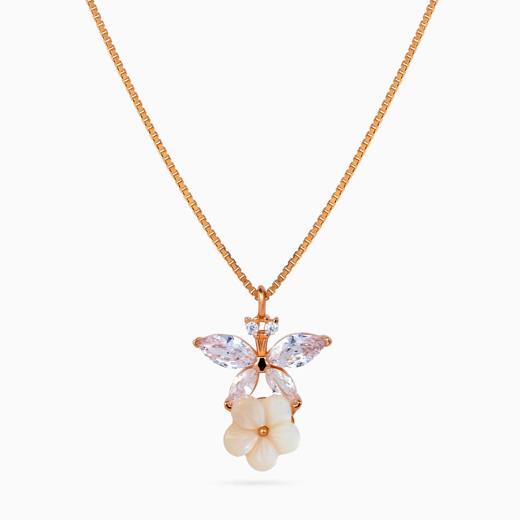Crystal Wing Blossom Pendant Set
