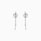 925 silver butterfly wreath chain drop earrings, CZ, 4.5 × 1.5 cm