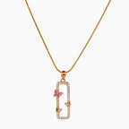 925 sterling silver, rose gold, Flutter Frame Butterfly Necklace, (Papillon), 3x1 cm, 45 cm chain