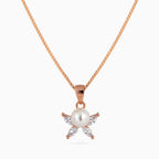 925 sterling silver, rose gold, Pearl Bloom Necklace, (Bloom & Pearl), 1x0.9 cm, 45 cm chain