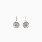 925 silver mother of pearl drop earrings, bezel CZ center, 1.5 × 0.7 cm