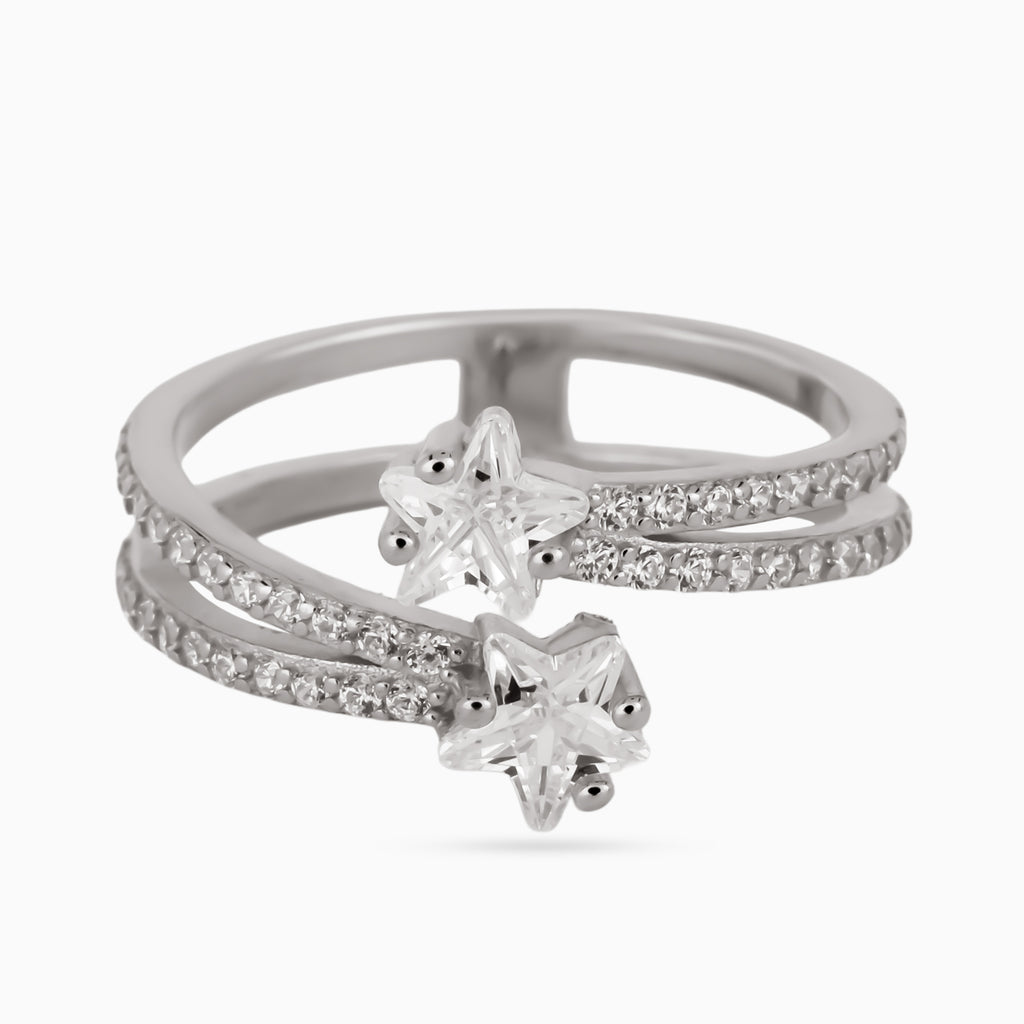 Twin Crescent Pavé Ring