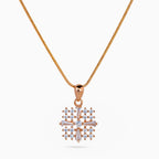 925 sterling silver, rose gold, Radiant Lattice Necklace, (Stellar Lattice), 1.5x1 cm, 45 cm chain
