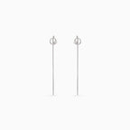 925 silver pearl threader drop earrings, open circle, 4.2 × 1 cm