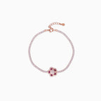 925 sterling silver, rose gold, Petal Charm Tennis Bracelet bracelet, (Blossom Parade)