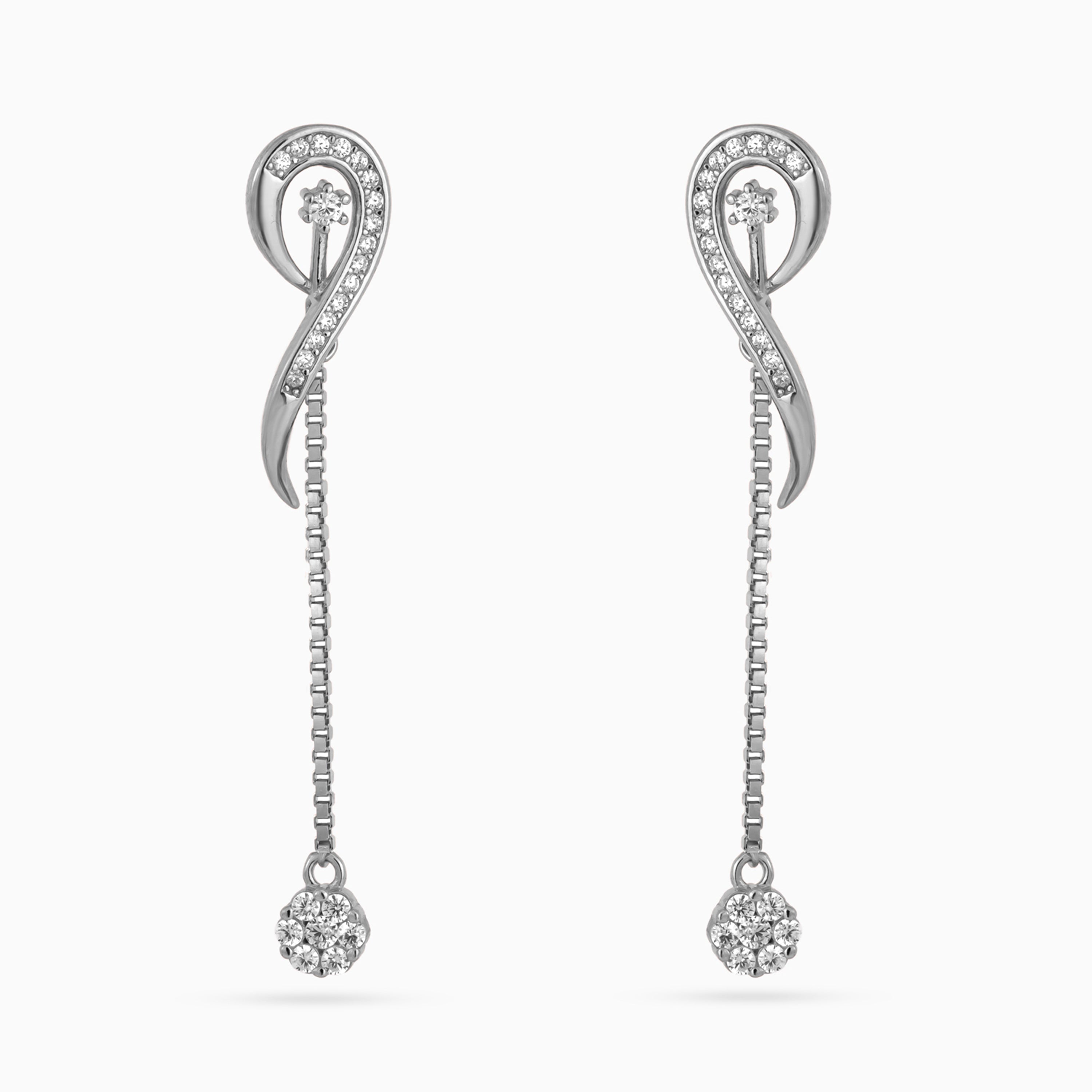 Silver Swirl Chain Pavé Drops