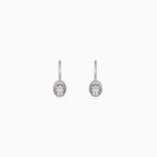 925 silver oval halo leverback drop earrings, CZ, 1.6 × 1 cm