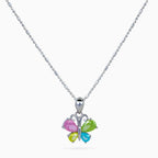 925 sterling silver, rhodium, Pastel Papillon Necklace, (Papillon), 1x1 cm, 45 cm chain