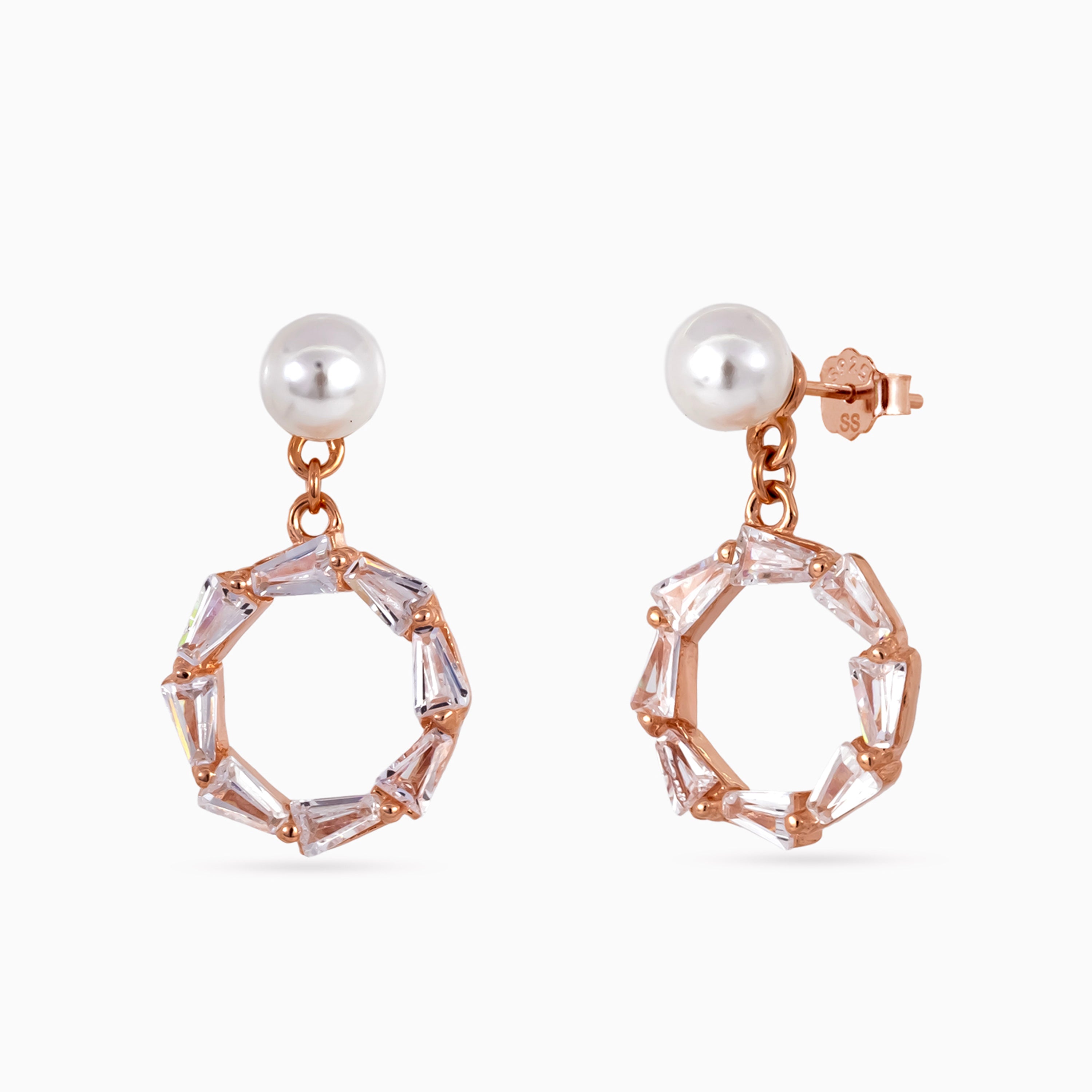 Pearl Octagon Drop Studs