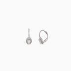 Silver Oval Halo Leverback Drops