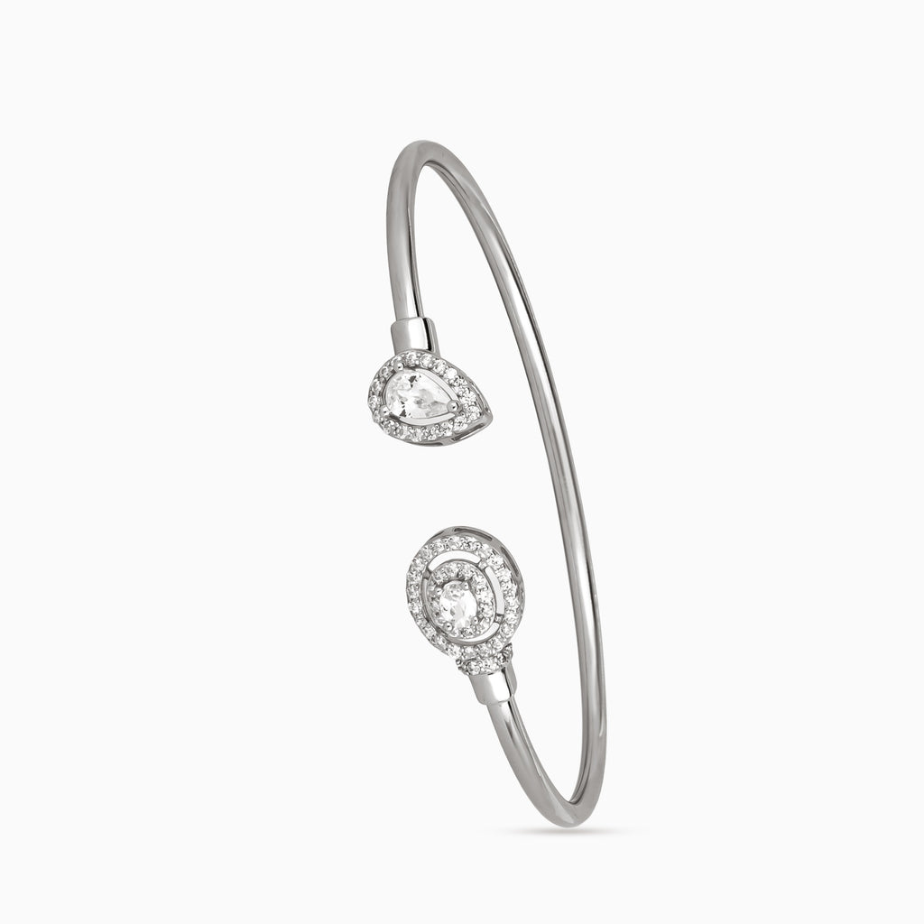 925 sterling silver, rhodium, Blush Octagon & Dewdrop Bangle bracelet, (Stellar Lattice)