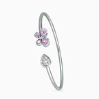 925 sterling silver, rose gold, Sunburst & Cushion Halo Bangle bracelet, (Evening Sway)