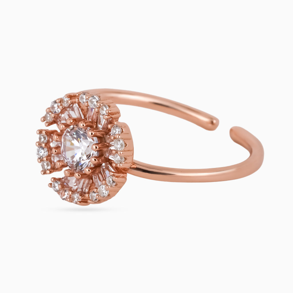 Spiral Bloom & Dewdrop Ring