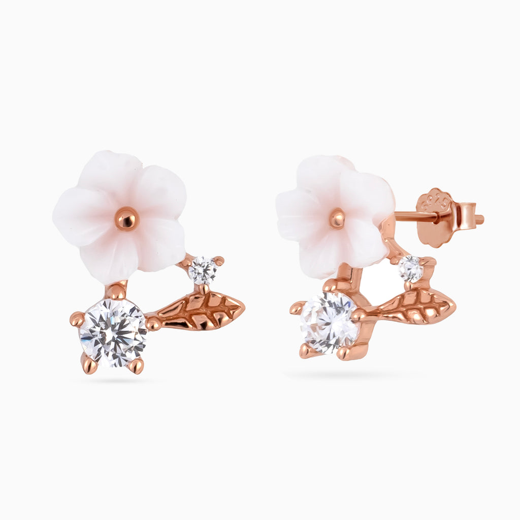 Blush Bloom Leaf Studs