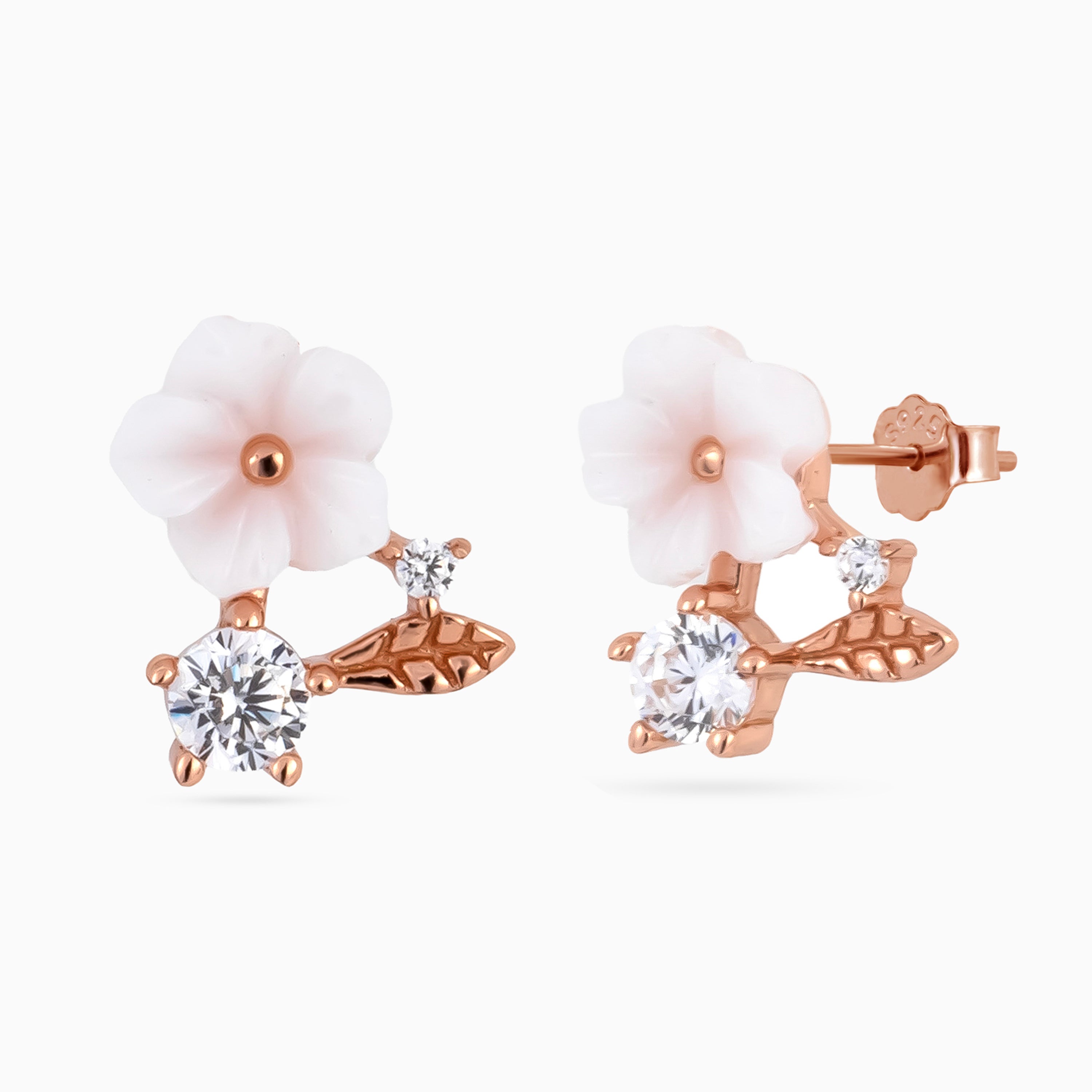 Blush Bloom Leaf Studs