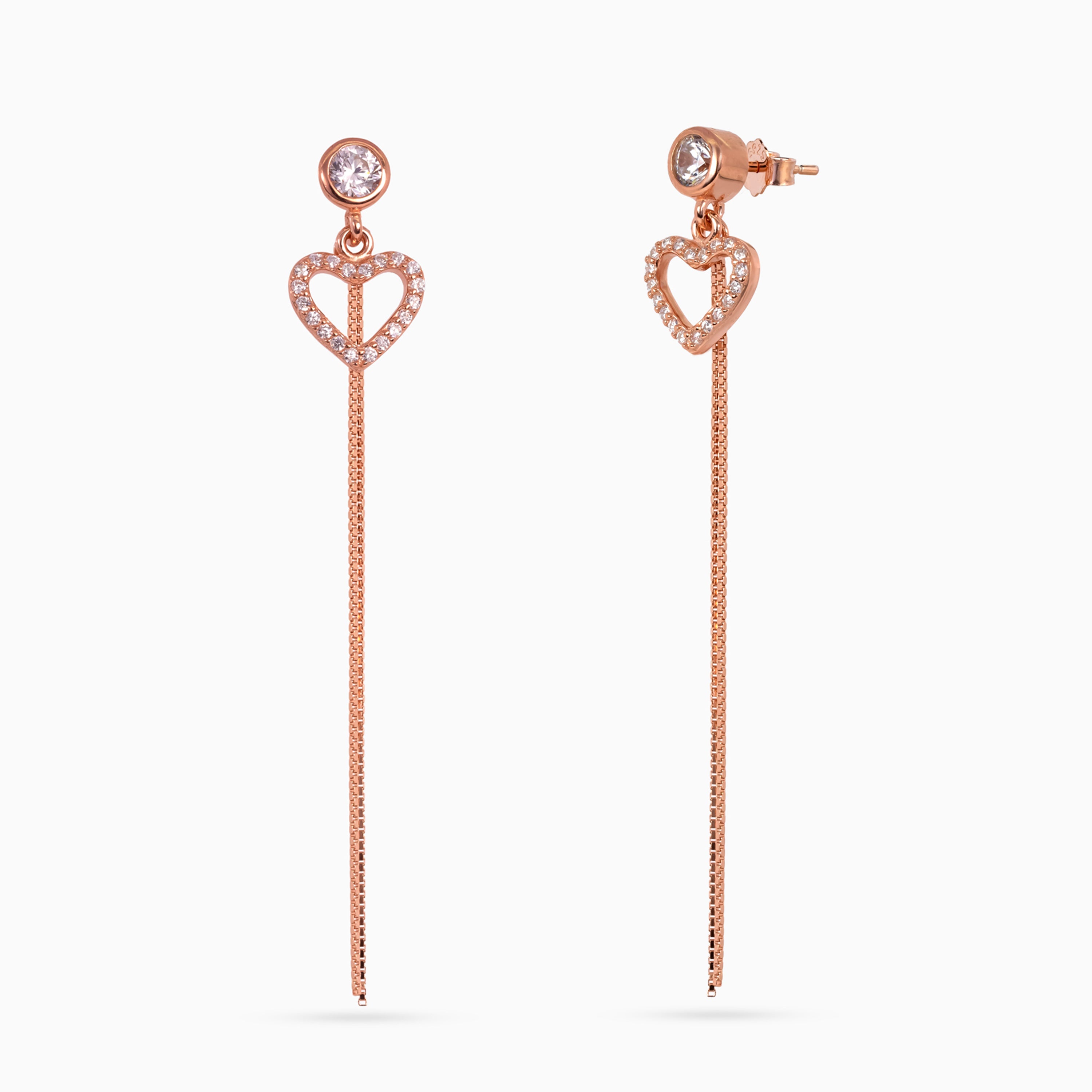 Rose gold Pavé Heart Chain Drops