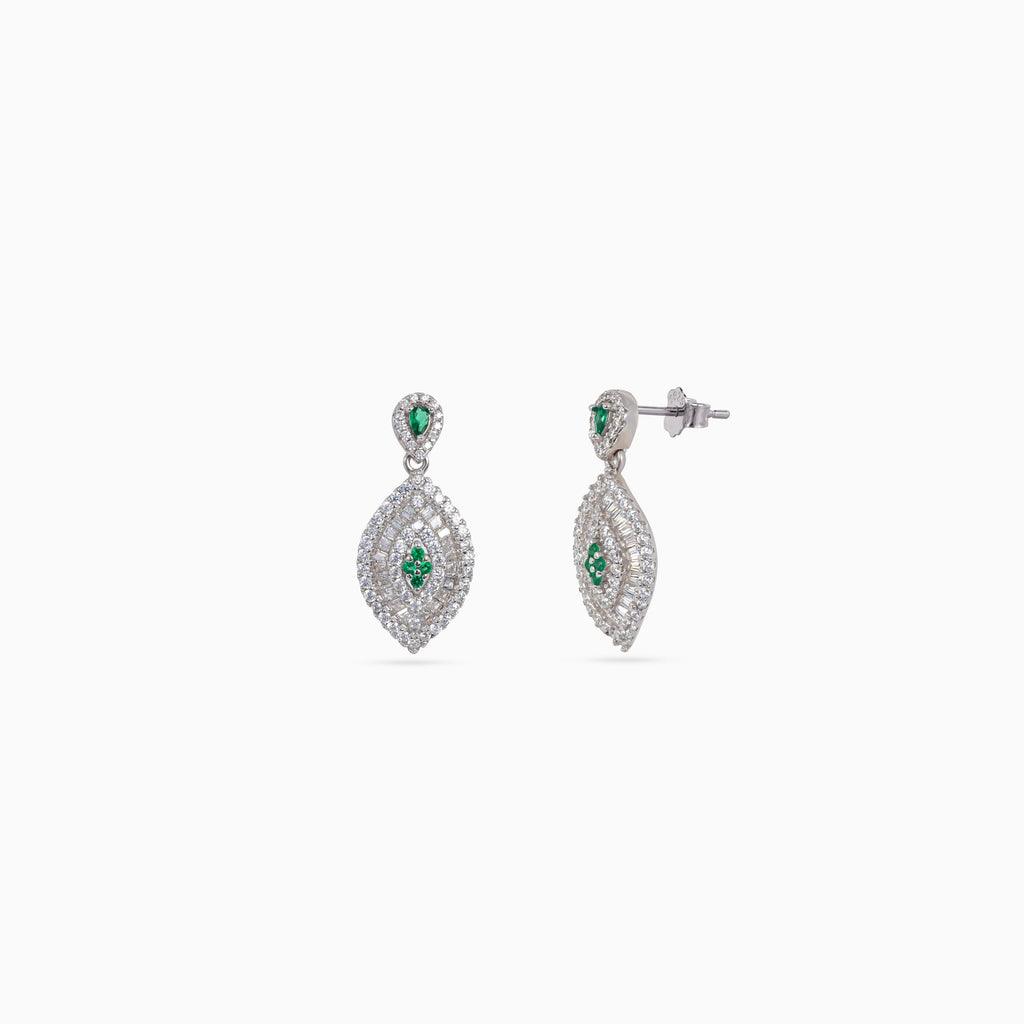 Silver Emerald Marquise Pavé Drops