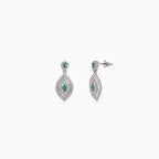 Silver Emerald Marquise Pavé Drops