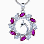Peacock Ruby Wreath Pendant Set