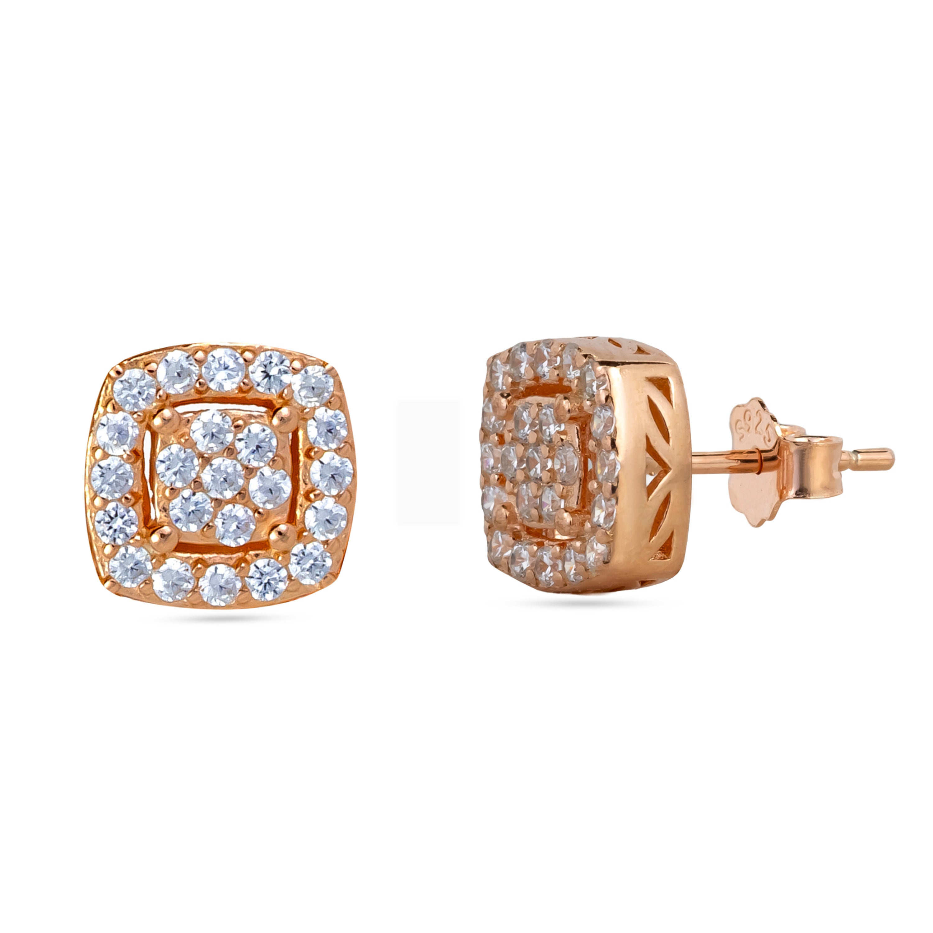 Cushion Halo Pave Studs