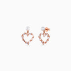 Rose gold Pearl Heart Baguette Drops