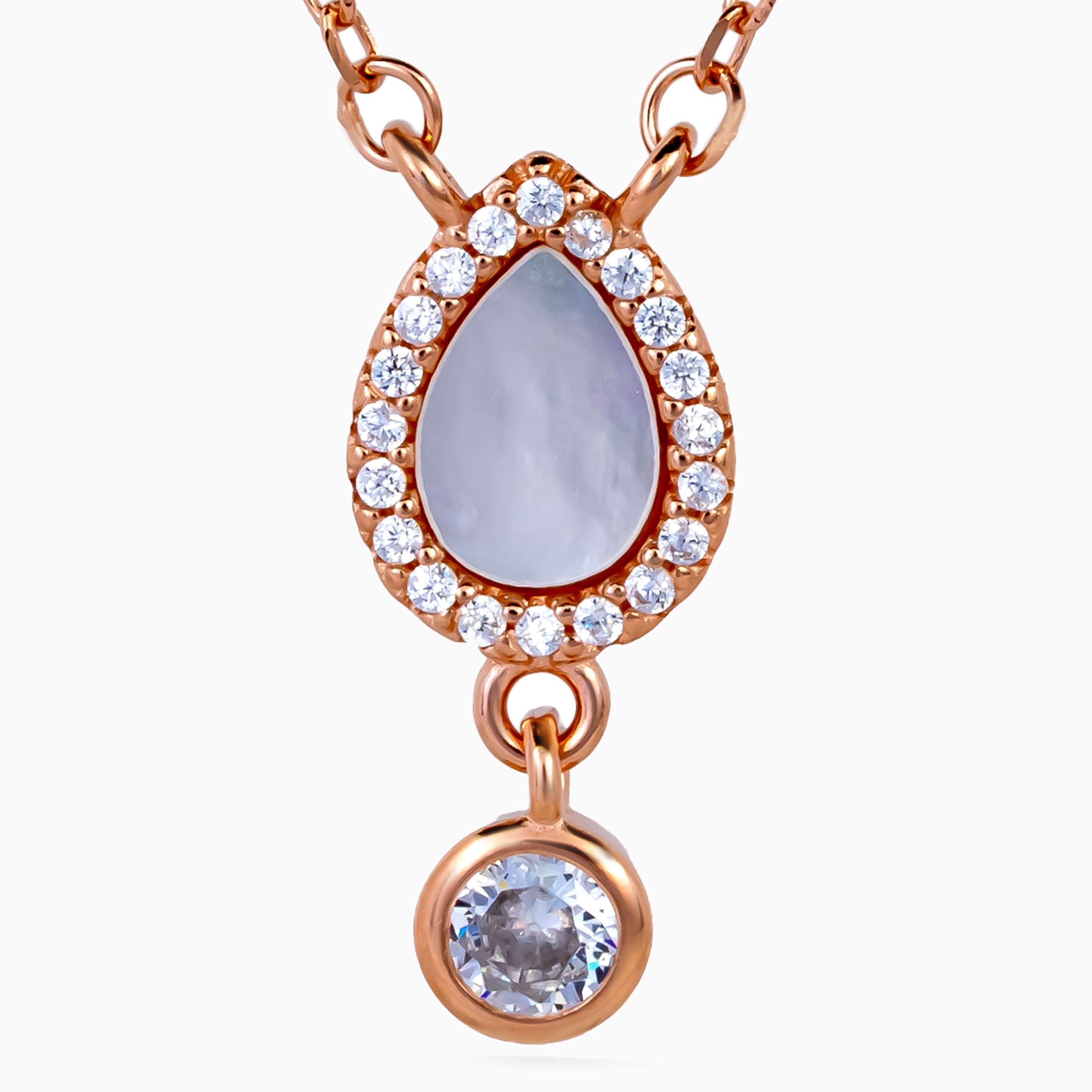Teardrop Halo Pearl Drop Necklace