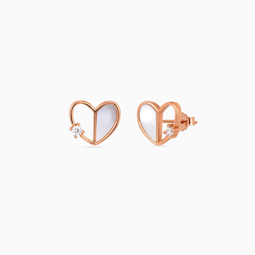 Rose gold Mother of Pearl Heart Studs