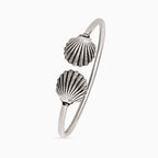 925 sterling silver, rhodium, Coastal Charm Trio Bangle bracelet, (Heritage Scroll)