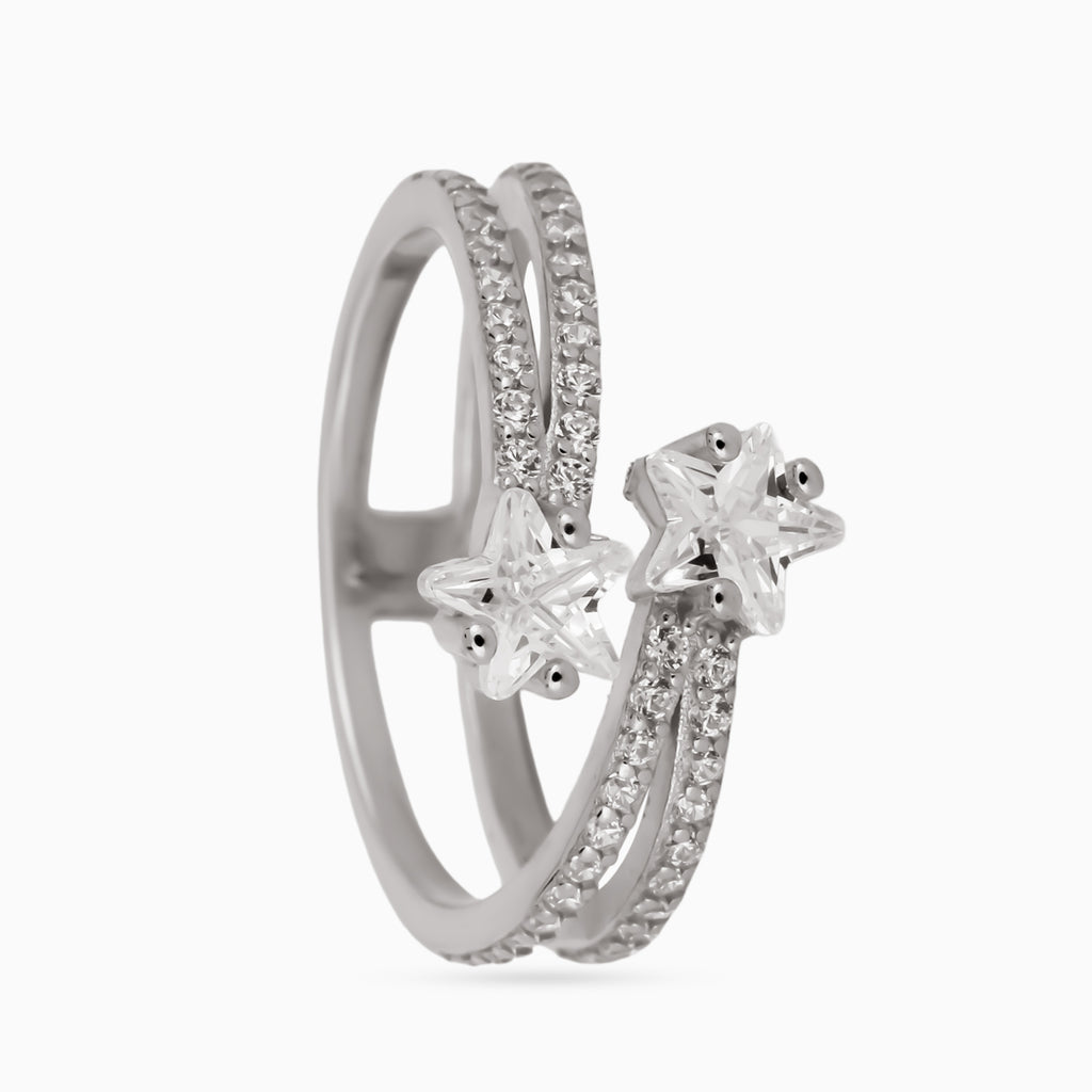 Twin Crescent Pavé Ring