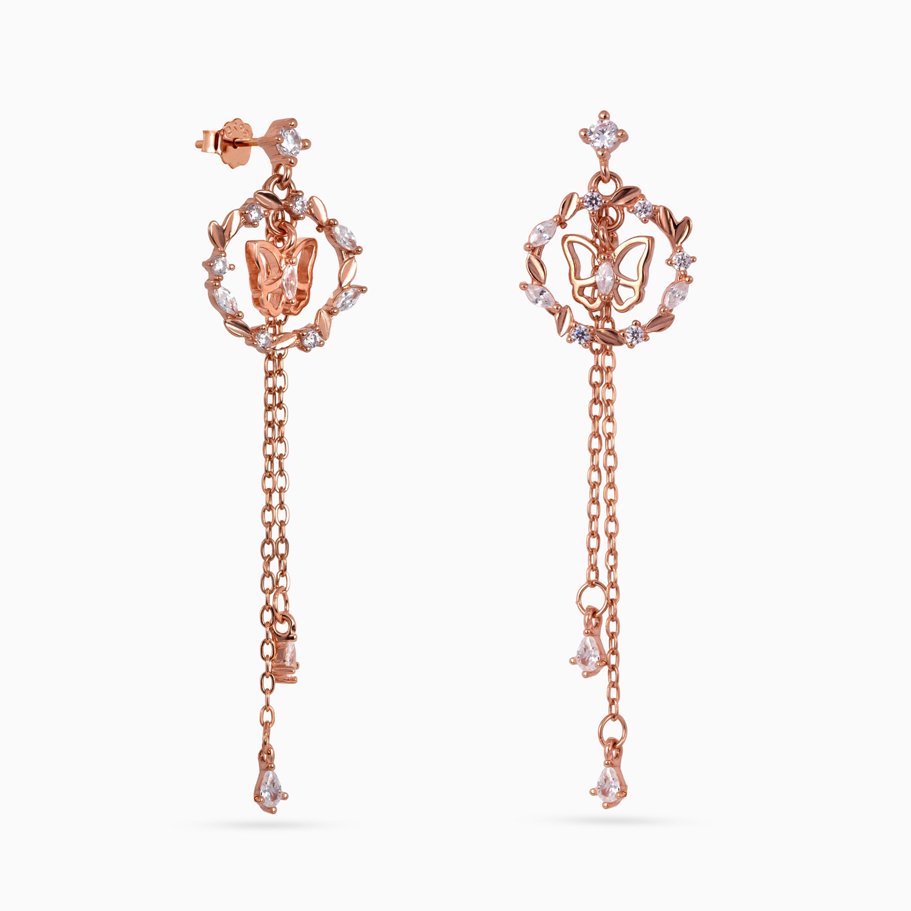 Rose gold Butterfly Wreath Chain Drops