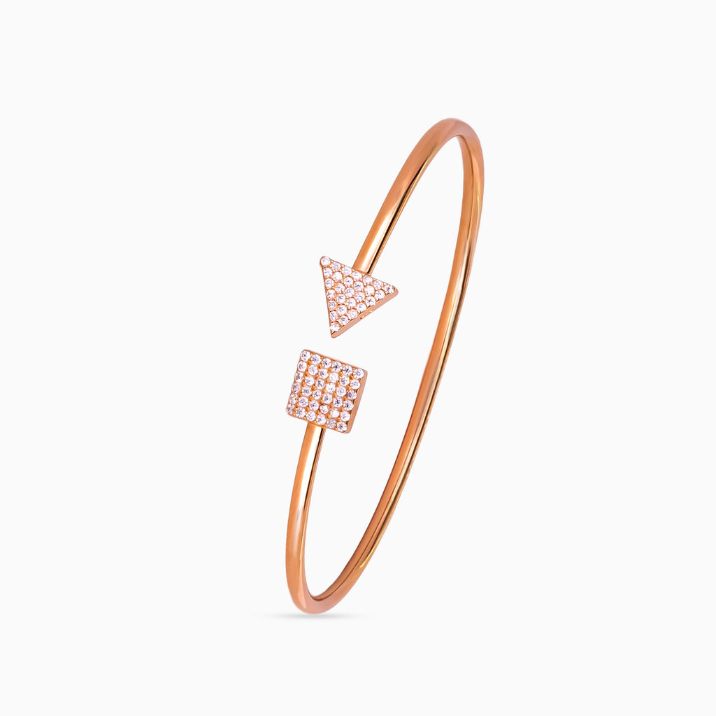 925 sterling silver, rhodium, Geo Duo Bangle bracelet, (City Shine)