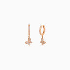 Rose Gold Butterfly Pavé Huggie Drops