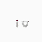 Silver Ruby Teardrop Pavé Huggies