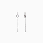 Silver Circle Pavé Threader Drops