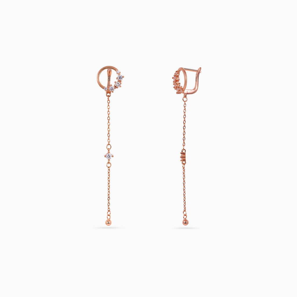 Rose gold Cluster Cascade Huggies