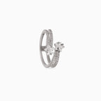 Twin Crescent Pavé Ring