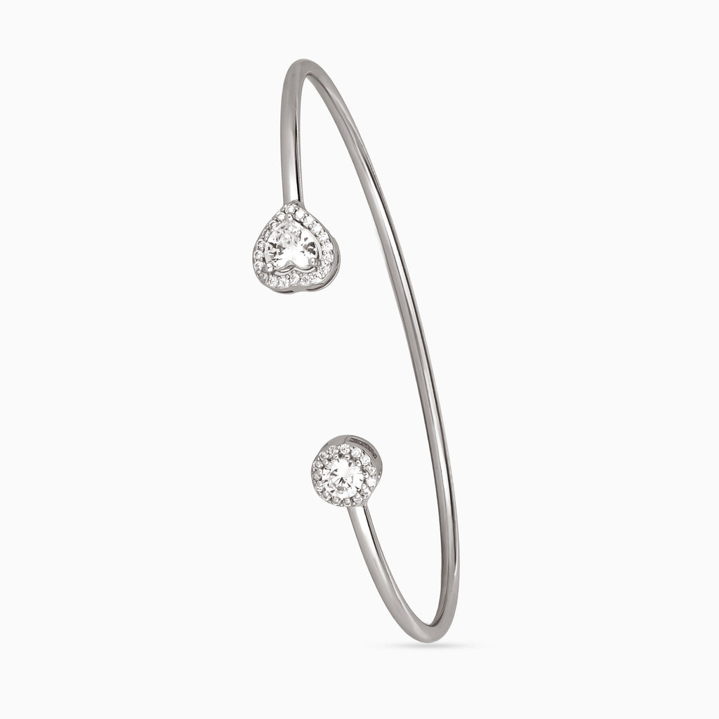 925 sterling silver, rhodium, Heartline Duo Bangle bracelet, (Heartline)