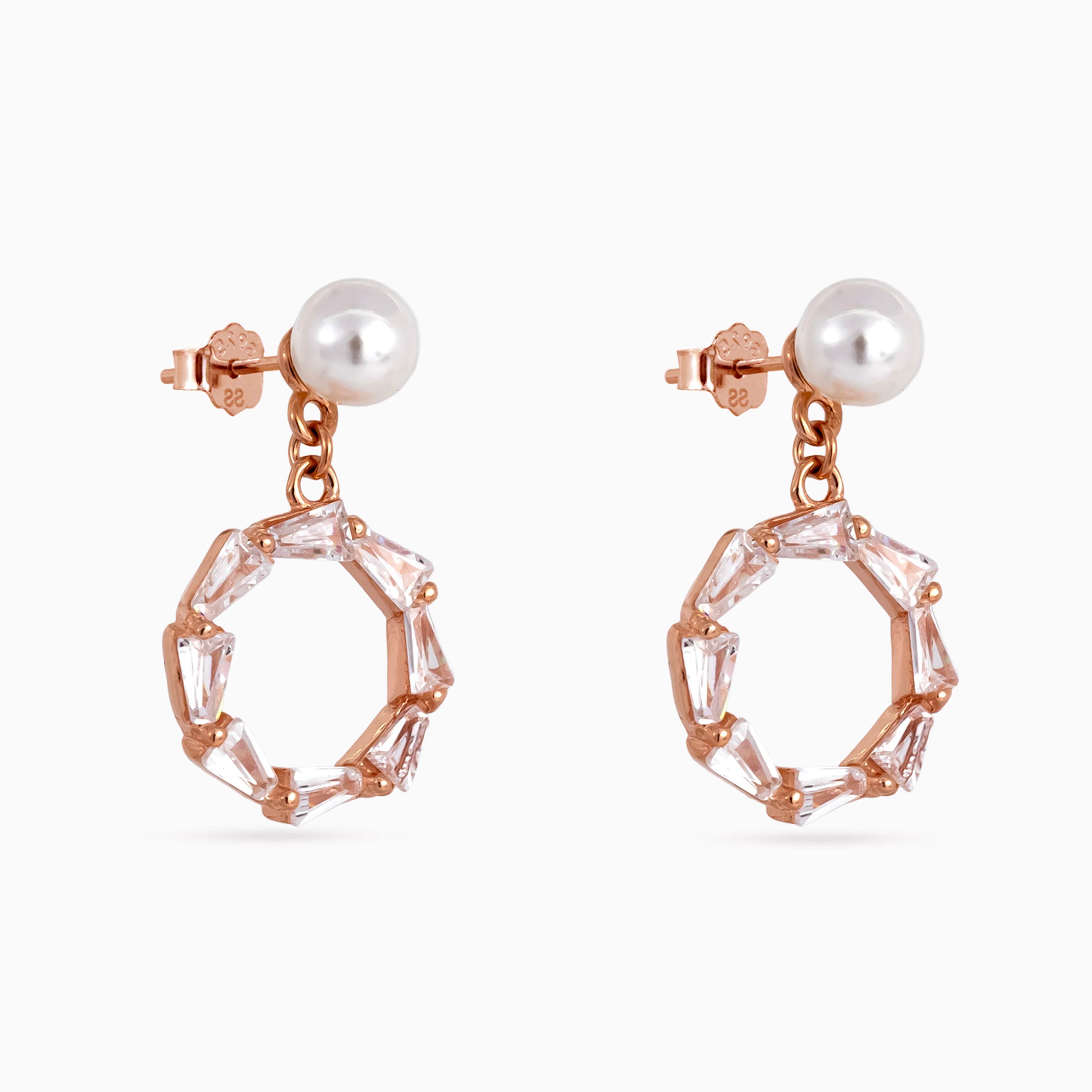 Pearl Octagon Drop Studs