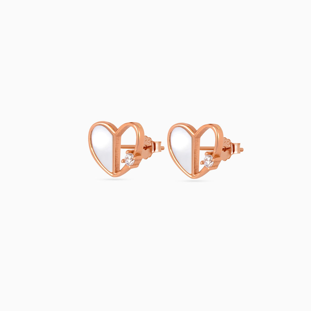 Rose gold Mother of Pearl Heart Studs