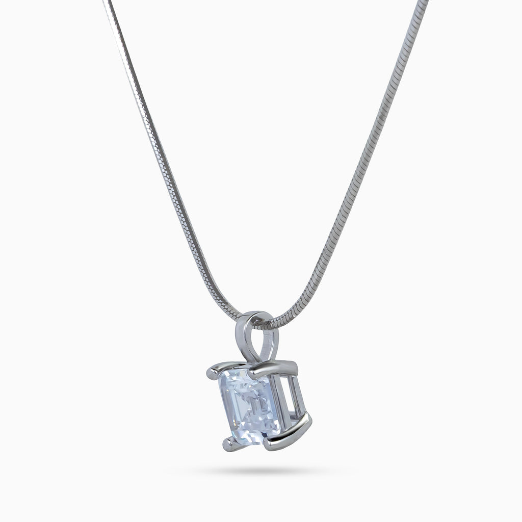 Silver Asscher Prism Necklace
