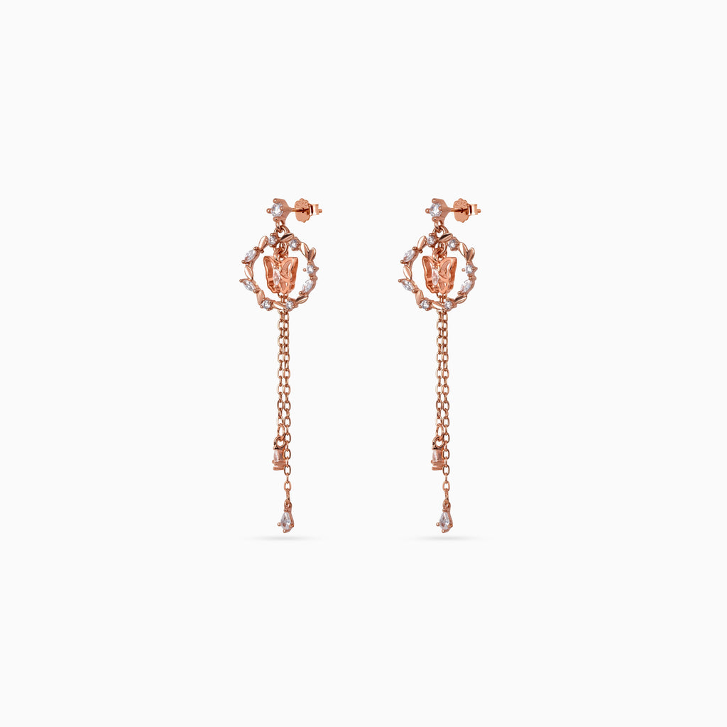 Rose gold Butterfly Wreath Chain Drops