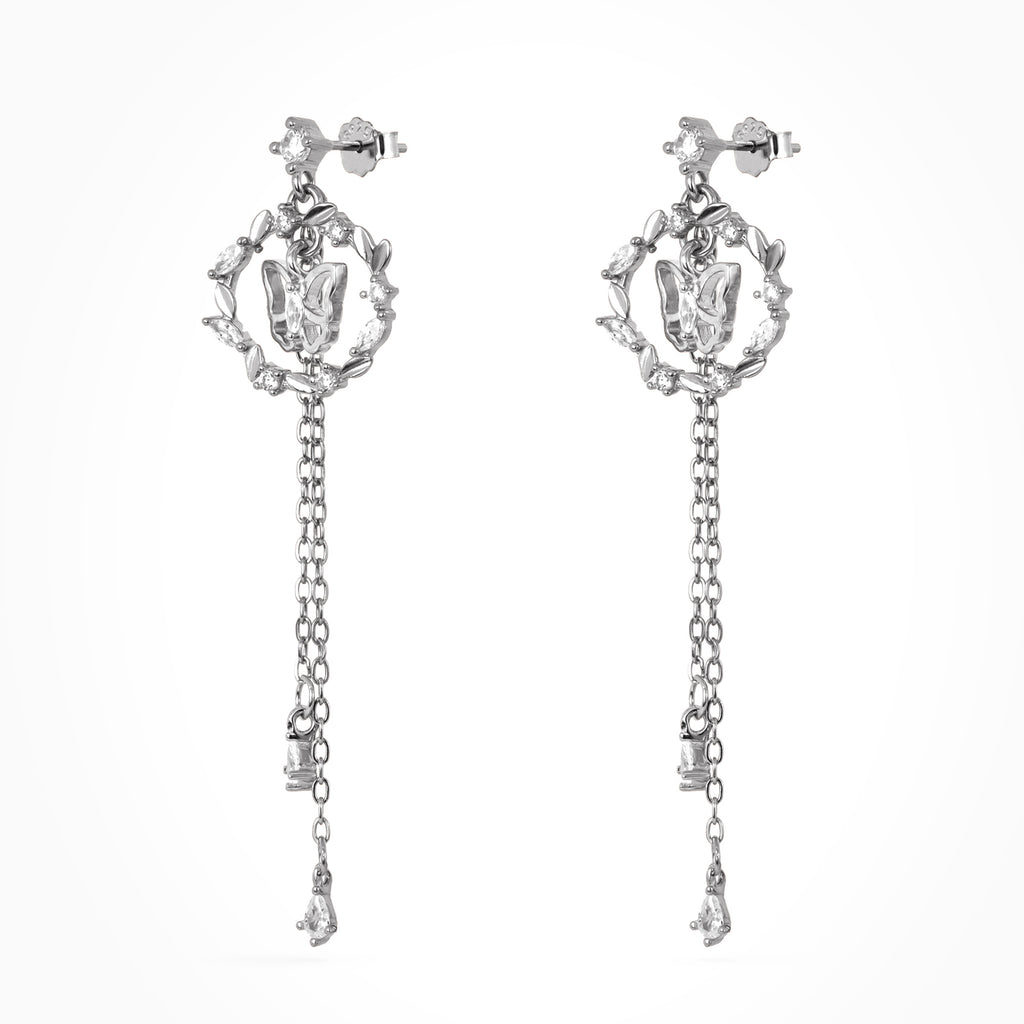 Silver Butterfly Wreath Chain Drops
