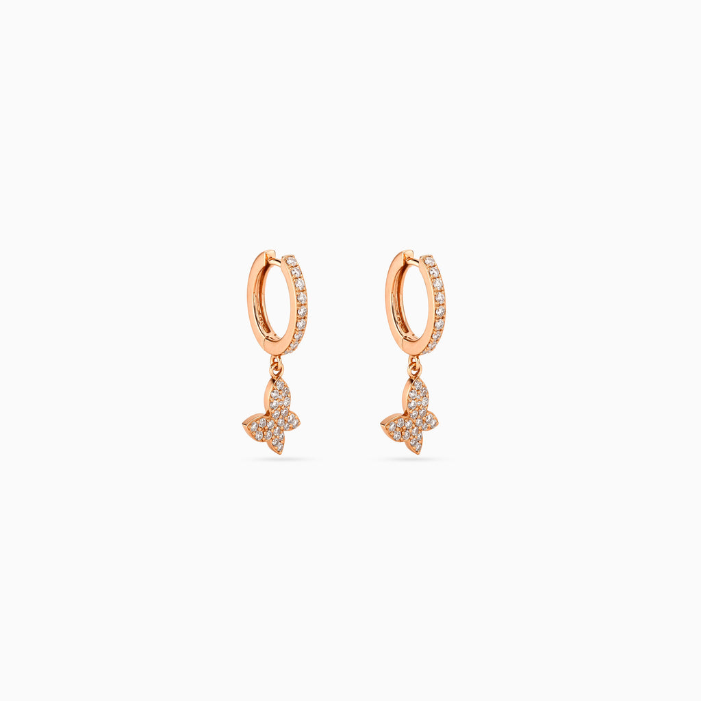Rose Gold Butterfly Pavé Huggie Drops