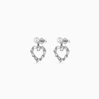 Silver Pearl Heart Baguette Drops