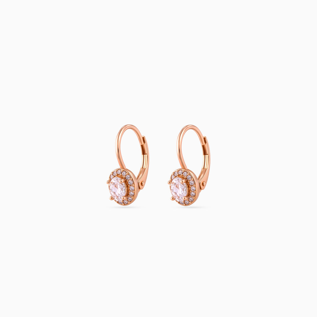 Rose gold Oval Halo Leverback Drops