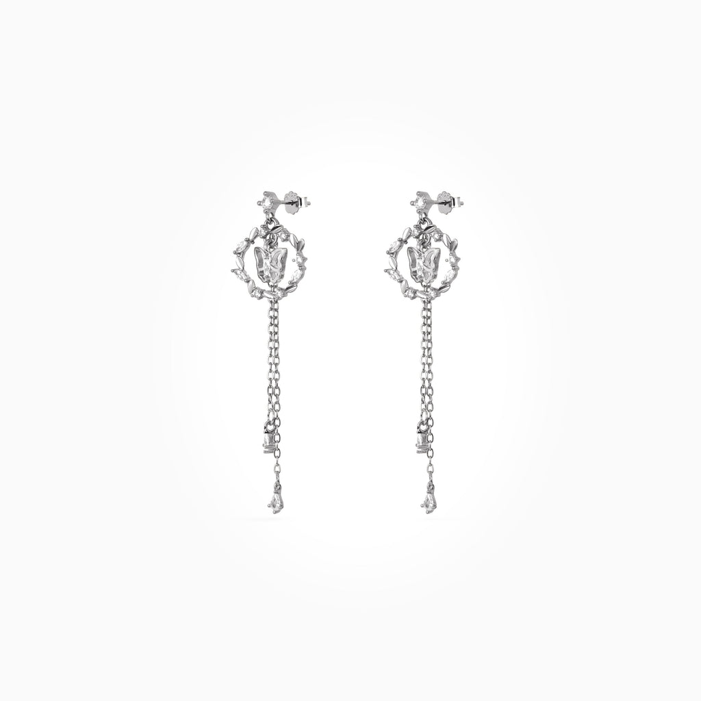 Silver Butterfly Wreath Chain Drops