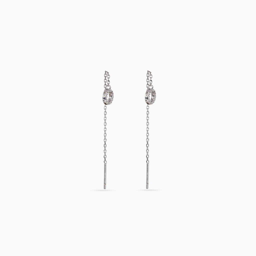 Silver Circle Pavé Threader Drops