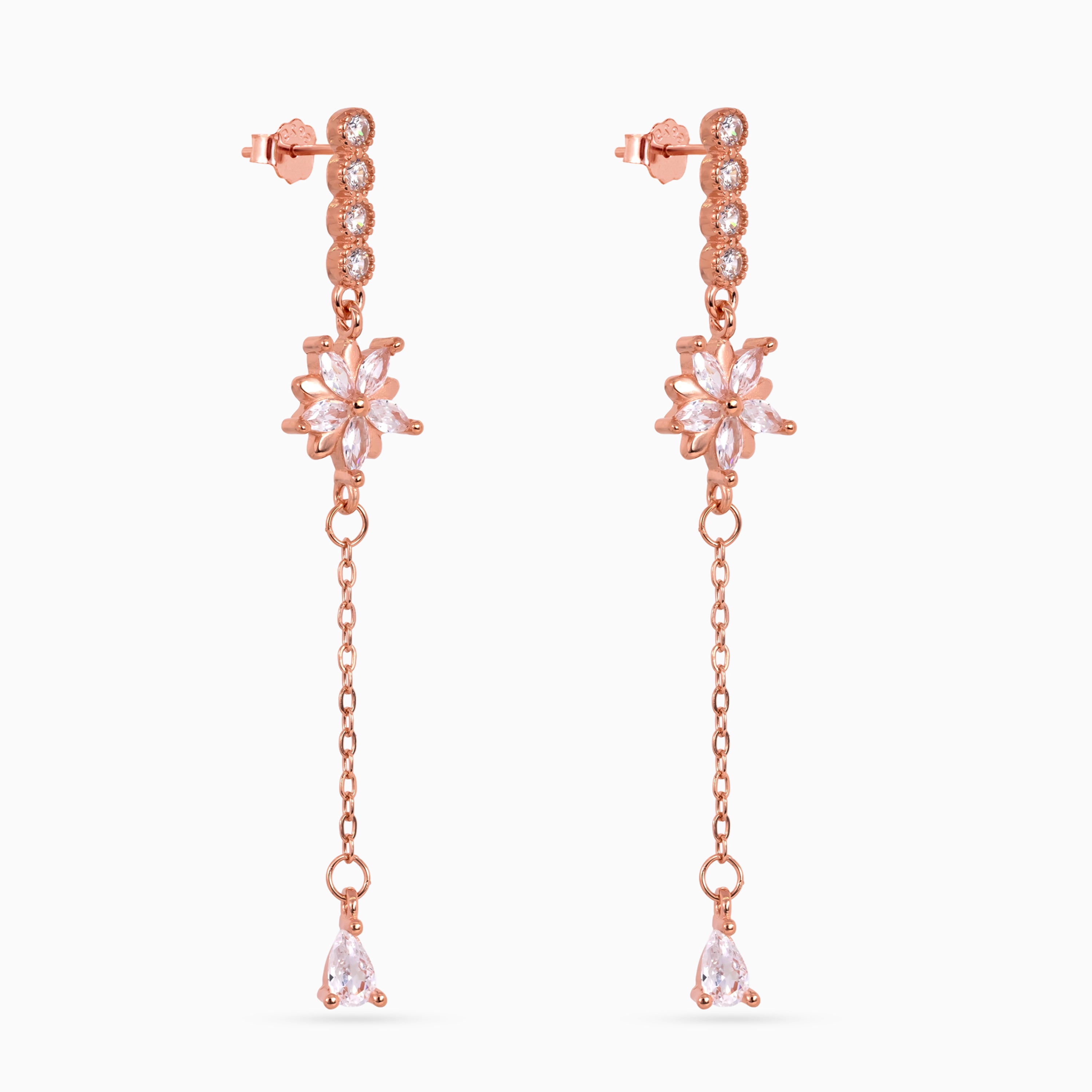Rose gold Starburst Chain Drops