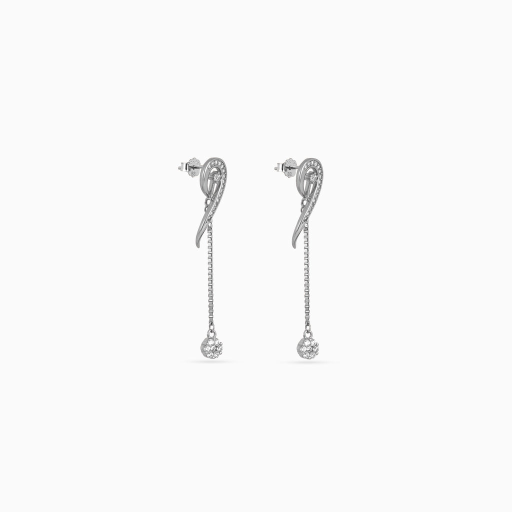 Silver Swirl Chain Pavé Drops