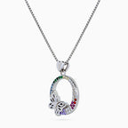 Rainbow Papillon Circle Pendant Set